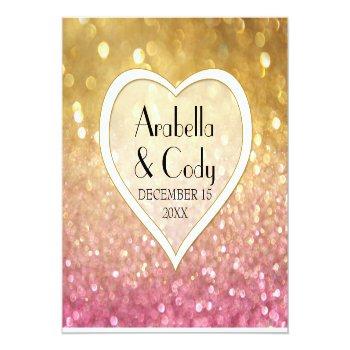 Bokeh Movie Premier Ticket Style Gold Pink Sparkle Heart Sticker Front View