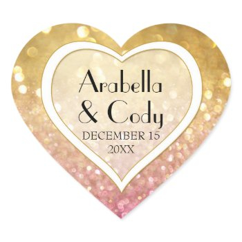 bokeh movie premier ticket style gold pink sparkle heart sticker