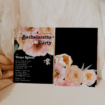 bold colorful floral | black bachelorette party invitation