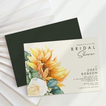 bold country sunflower light yellow bridal shower invitation