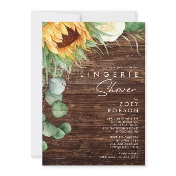 bold country sunflower | wood lingerie shower invitation