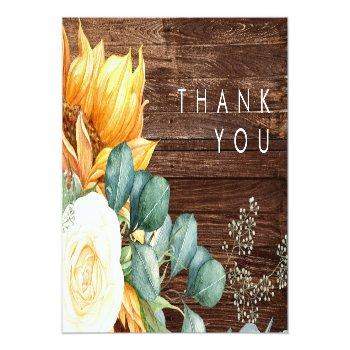 Bold Country Sunflower | Wood Thank You Card Front View