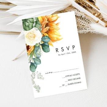 bold country sunflower | wood wedding rsvp card