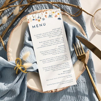 bold elegant floral wedding flat menu