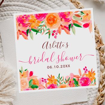 bold fall floral watercolor bridal shower welcome napkins