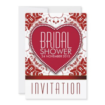 bold red batik love heart bridal shower invitation
