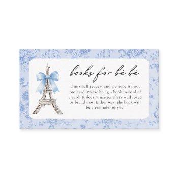bon jour be be french toile blue baby shower  enclosure card
