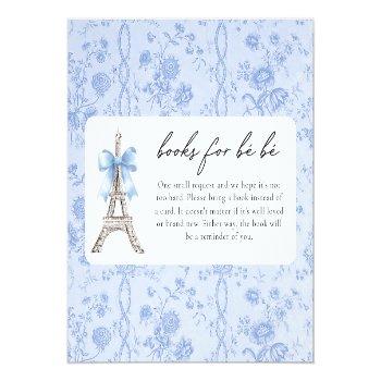 Bon Jour Be Be French Toile Blue Baby Shower Enclosure Card Front View