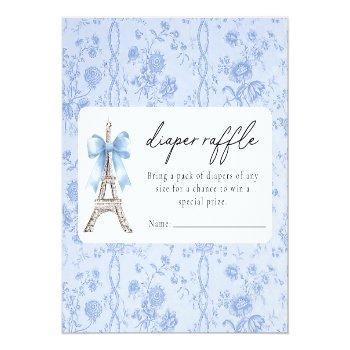 Bon Jour Be Be French Toile Blue Baby Shower Enclosure Card Front View