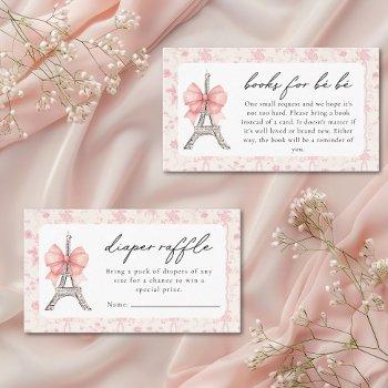 bon jour be be french toile pink baby shower  enclosure card
