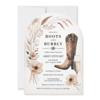 boots and bubbly bridal shower invite arch