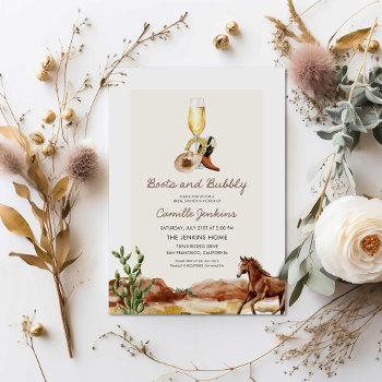 boots and bubbly western bridal shower invitation