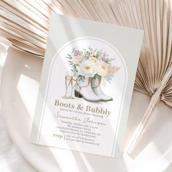 boots and bubbly western bridal shower invitation