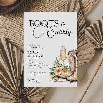 boots and bubbly western bridal shower invitation