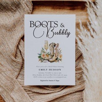 boots and bubbly western bridal shower invitation