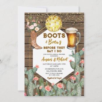 boots & brews western country beer bridal shower invitation