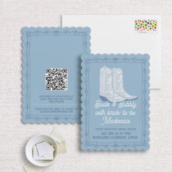 boots & bubbly blue cowboy bridal shower invitation