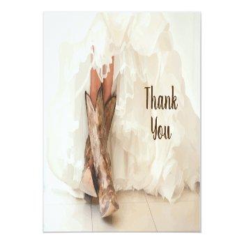 Boots & Bubbly Bride In Boots Thank You Card Front View