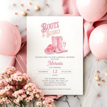 boots & bubbly pink western cowgirl bridal shower invitation