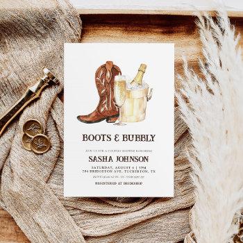 boots & bubbly rustic western bridal shower invitation