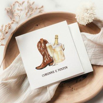 boots & bubbly rustic western bridal shower napkins