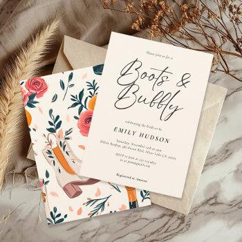 boots & bubbly western bridal shower invitation