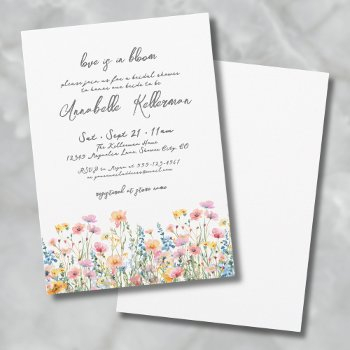 botanical bold colorful wildflowers bridal shower invitation