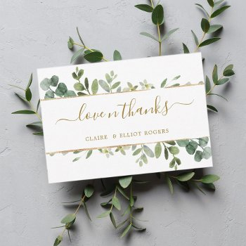 botanical gold greenery thank you card