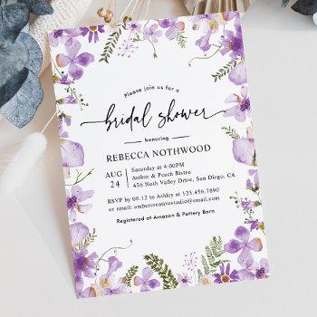 botanical lavender lilac florals bridal shower invitation