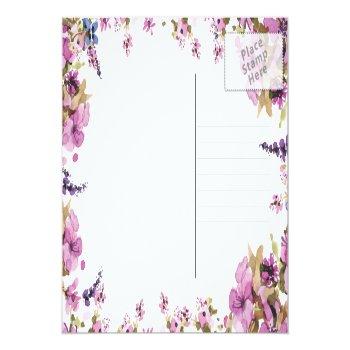 Botanical Violet Floral Frame Minty  Postcard Front View