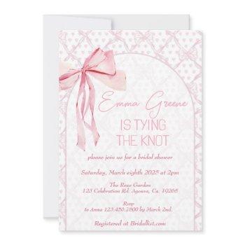 bow invite, bridal shower, coquette ribbon,  invitation