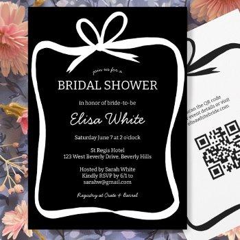 bow ribbon frame bridal shower custom qr code invitation