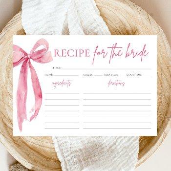 bow she's tying the knot bridal shower recipe card