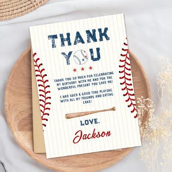 boys baseball birthday thank you card 