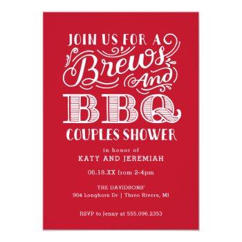 Brews And Bbq Couples Shower On Kraft Invitation Front View