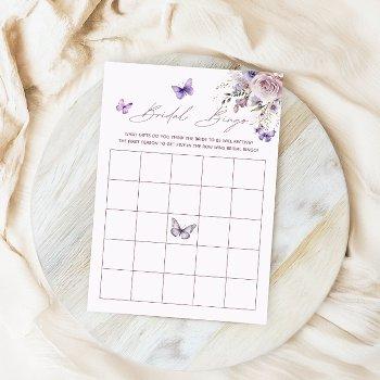 bridal bingo butterfly purple bridal shower game invitation