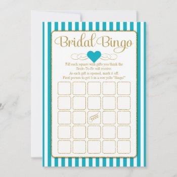 bridal bingo turquoise gold bridal shower game invitation
