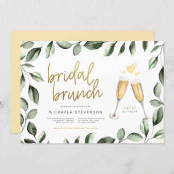 bridal brunch champagne & eucalyptus bridal shower invitation