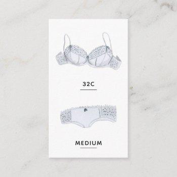 bridal lingerie size insert card