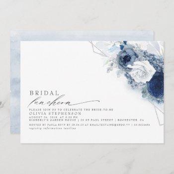 bridal luncheon dusty blue floral bridal shower in invitation