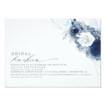 Bridal Luncheon Dusty Blue Floral Bridal Shower In Invitation Front View