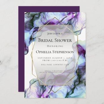 bridal shower | abstract watercolor vibrant plum invitation