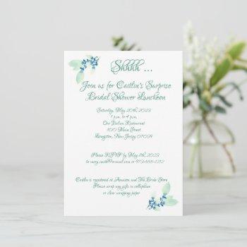 bridal shower, aqua watercolor  invitation