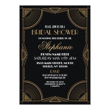 Bridal Shower Art Deco 1920's Gold Party Invite Front View