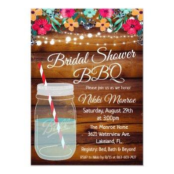 Bridal Shower Bbq Mason Jar Invitation Front View