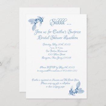 bridal shower, blue watercolor  invitation