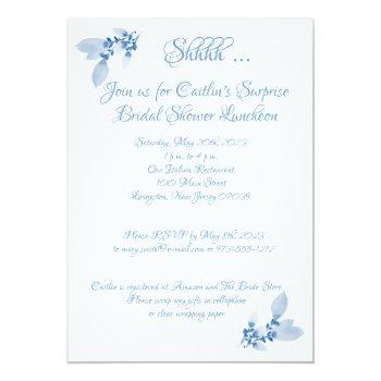 Bridal Shower, Blue Watercolor  Invitation Front View