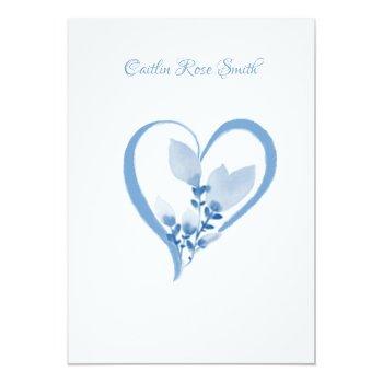 Bridal Shower, Blue Watercolor  Invitation Front View