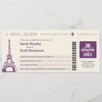 bridal shower boarding pass to paris france invitation