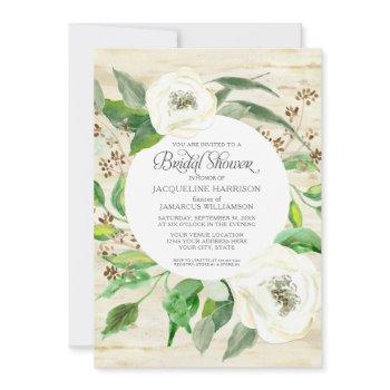bridal shower boho eucalyptus leaf  wreath roses invitation
